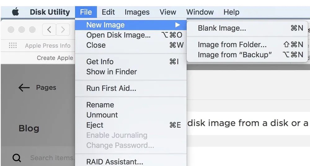 Disk Image im Festplattendienstprogramm erstellen