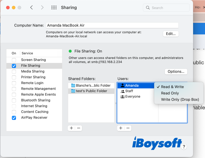 edit access of public folder