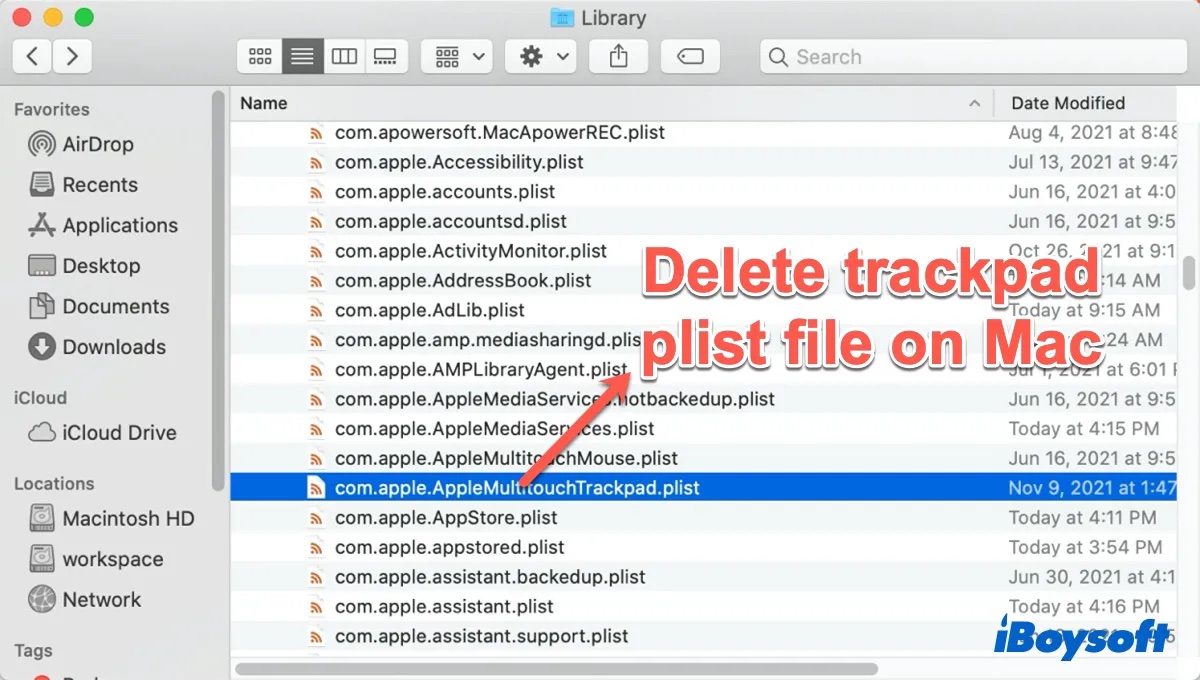 trackpad plist Dateien auf dem Mac löschen
