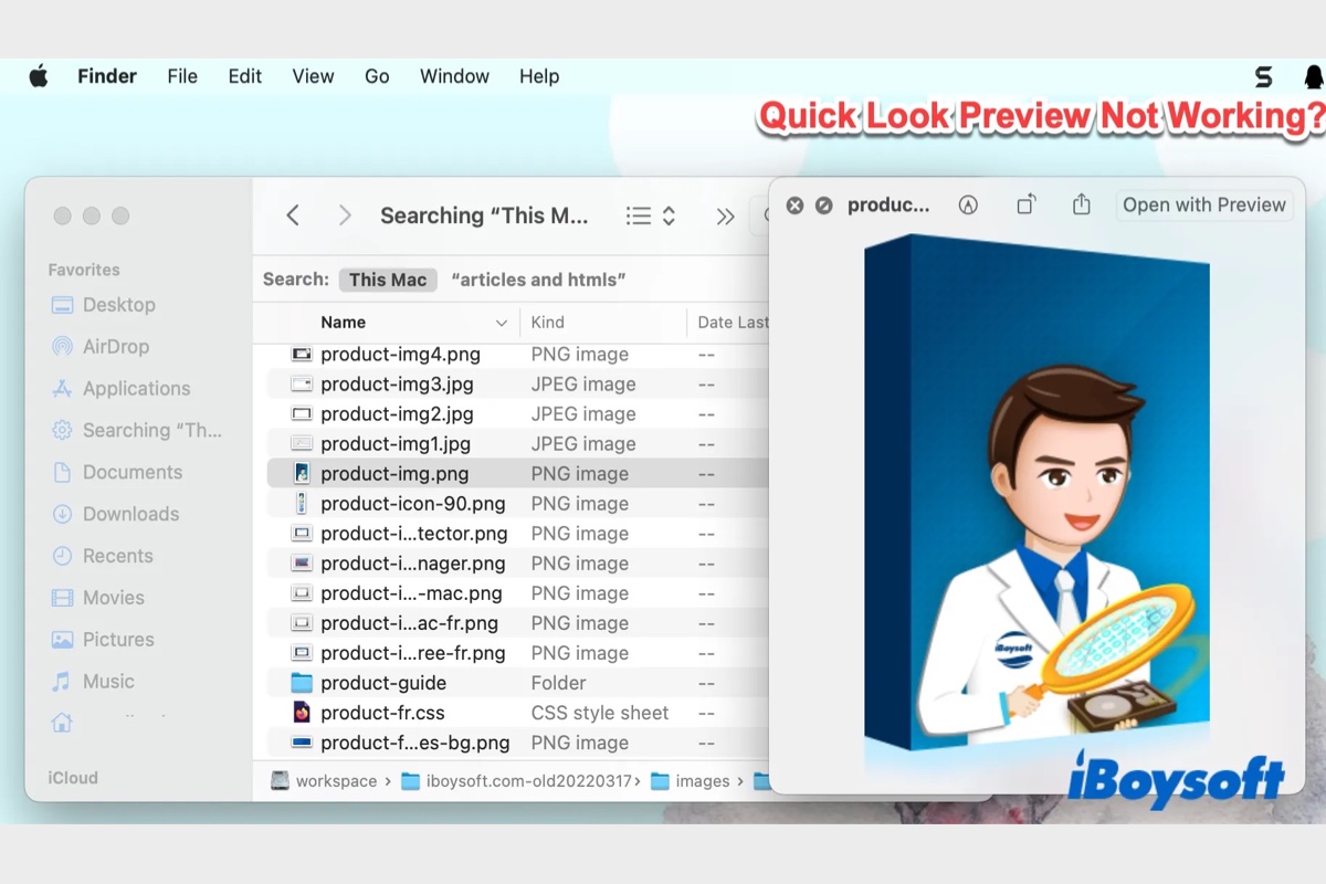 quick look on mac not working