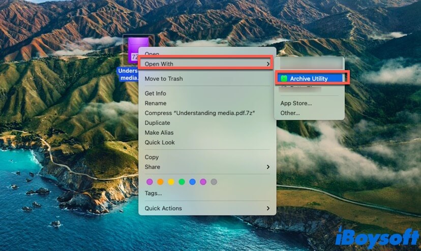 open 7z files on Mac with Activity Utility