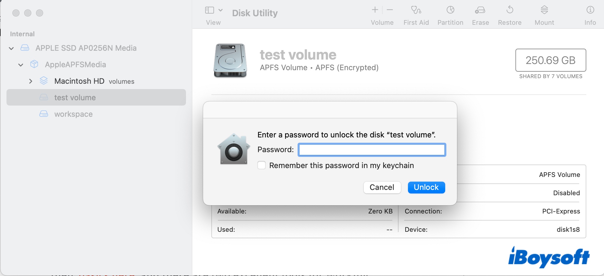 Unlock APFS encrytped drive on Mac
