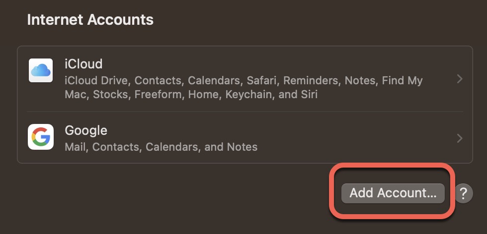 How to add an internet account