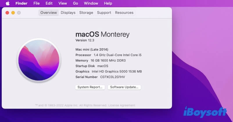 About This Mac in the Apple menu on Mac