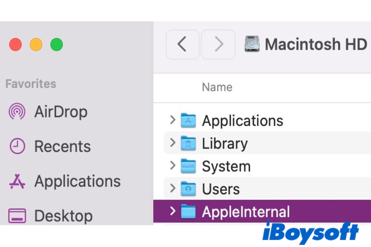 AppleInternal folder on Mac