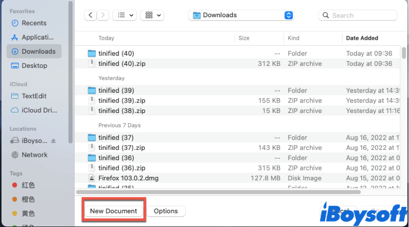 create new document on Mac