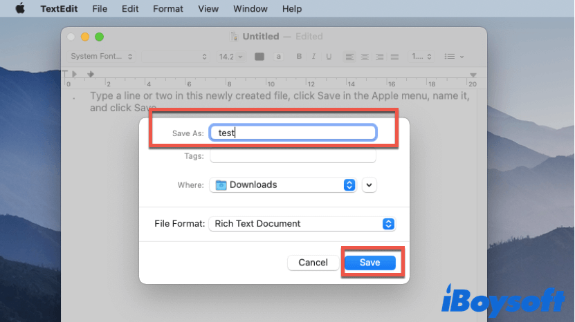 save the document on your Mac