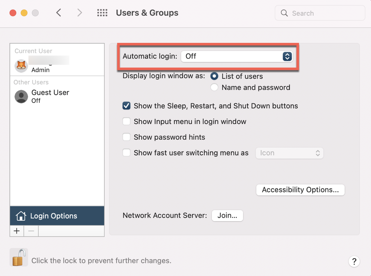 What is automatic login on Mac