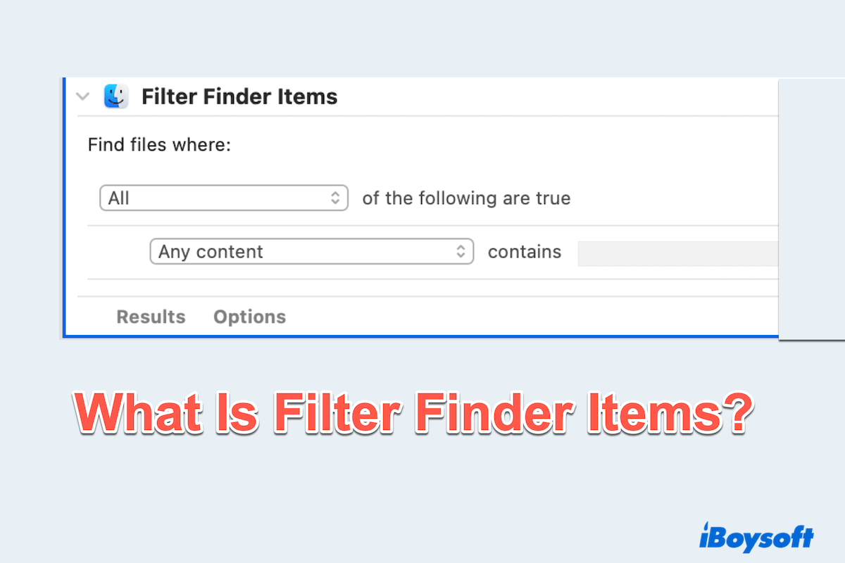 How to use Automator Filter Finder Items