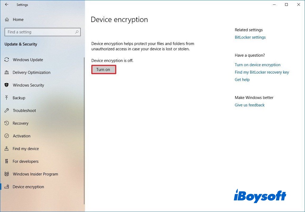 manually turn on device encryption