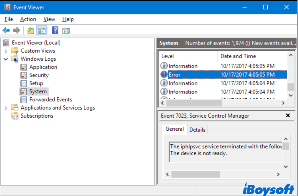 event viewer