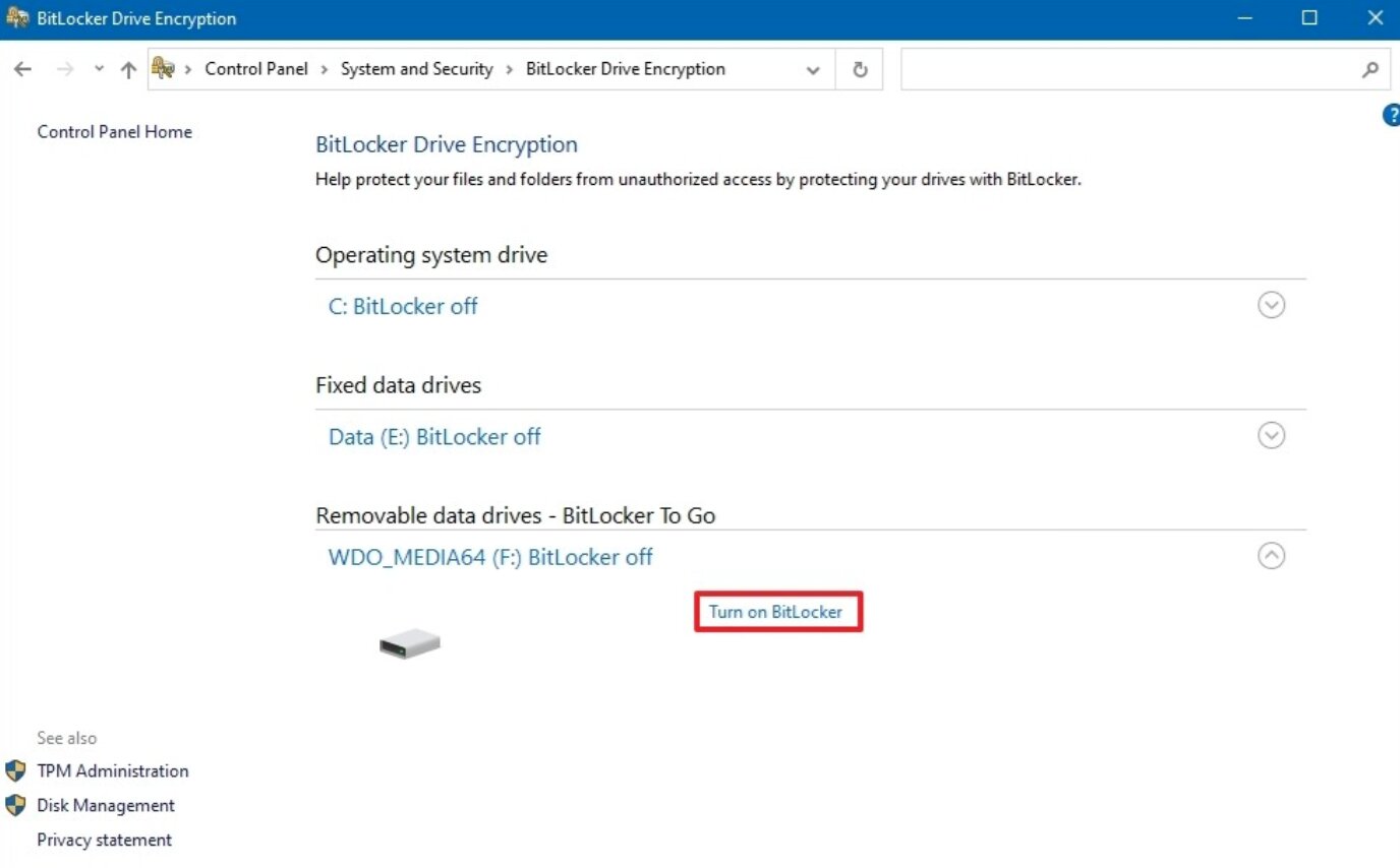 use BitLocker To Go