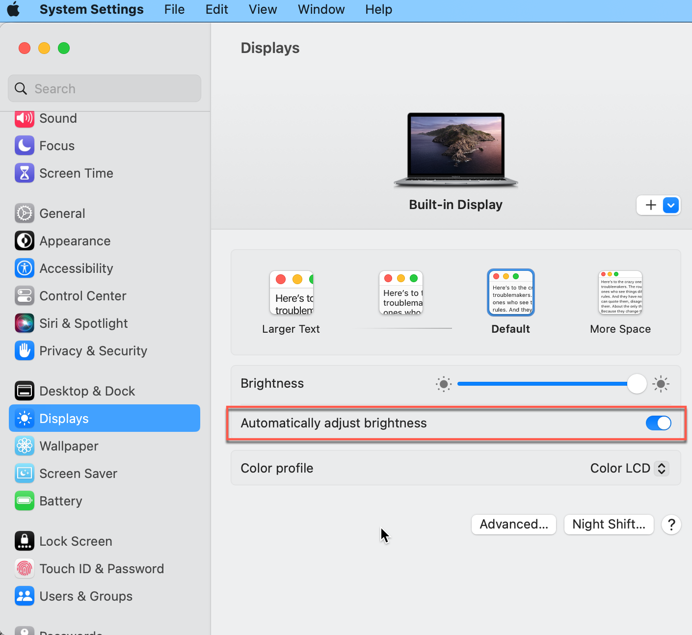 how to automatically adjust brightness