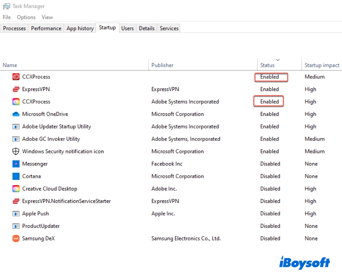 How to disable CCXProcess on startup on Windows