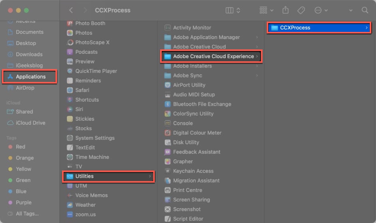Locate CCXProcess on Mac to remove it