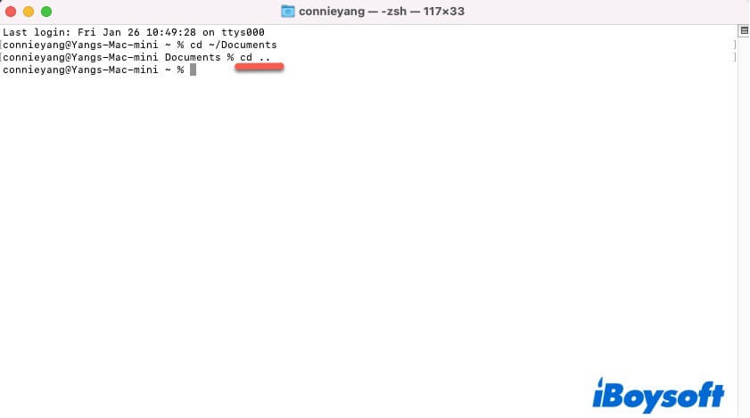 back to previous directory Terminal Mac