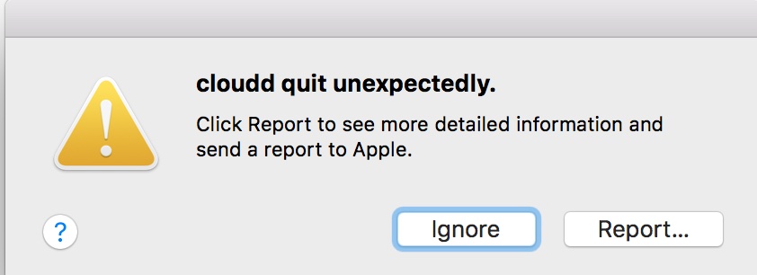 Cloudd quit unexpectedly