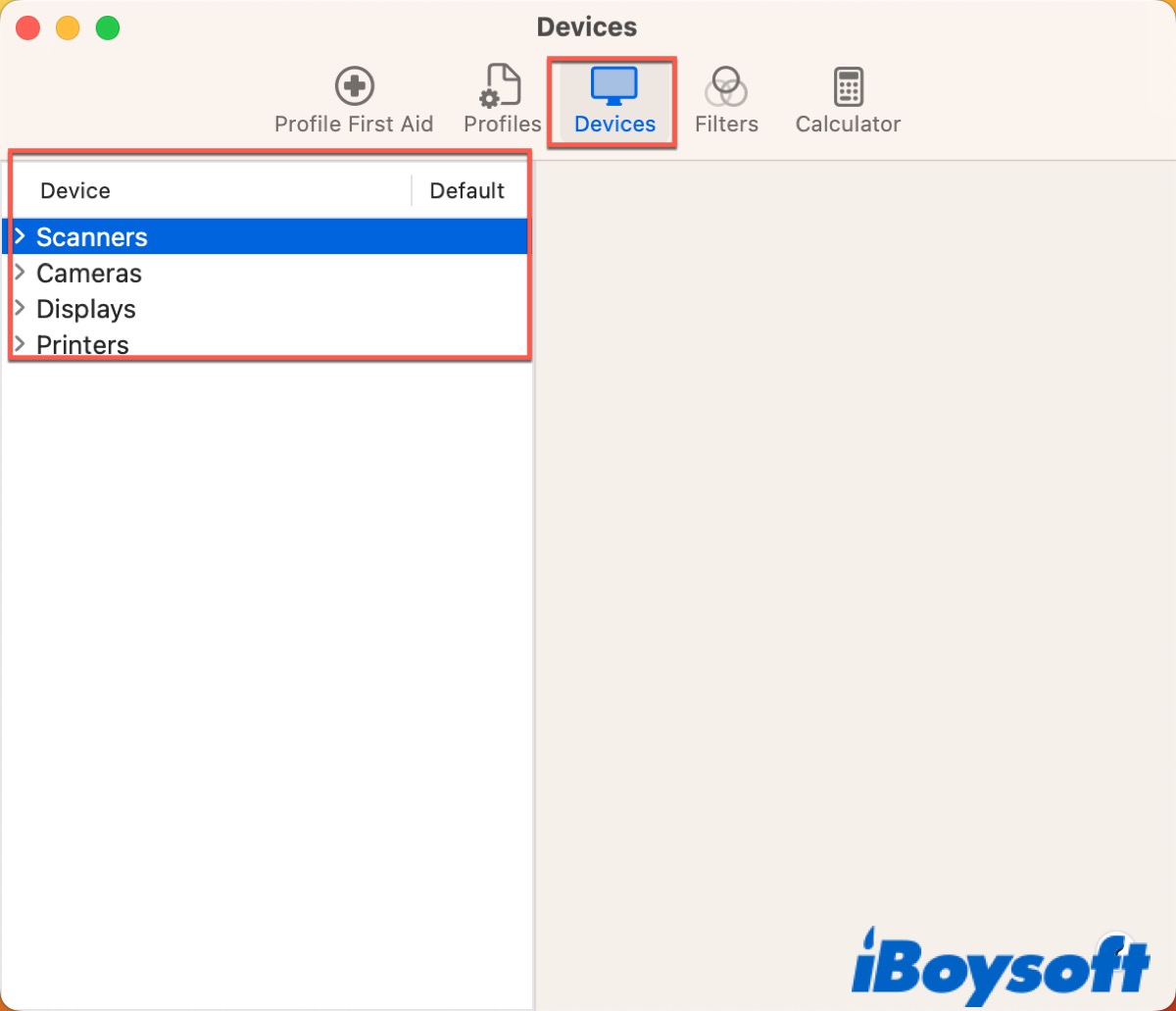 Change color profile of device