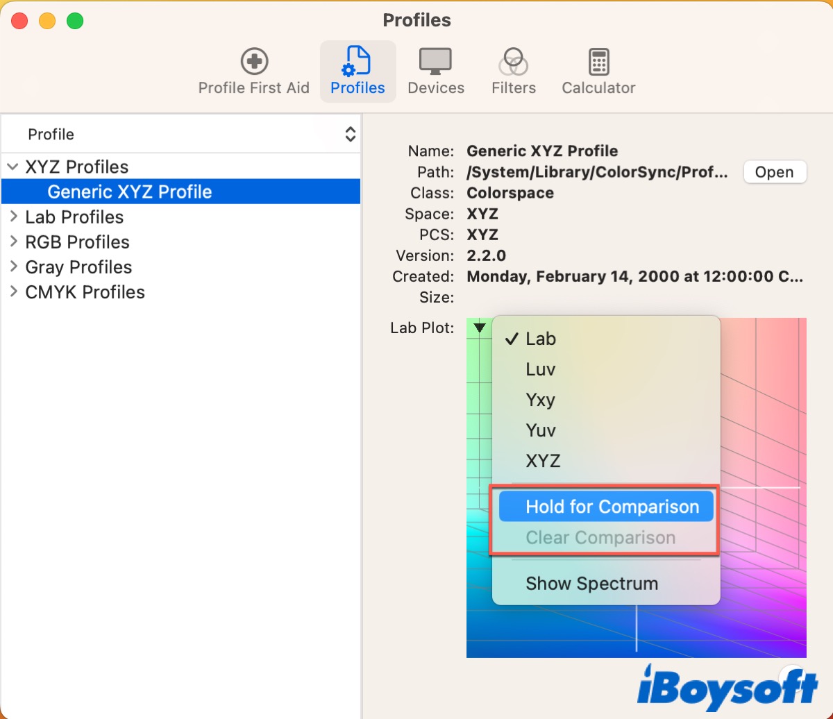 Compare color profile