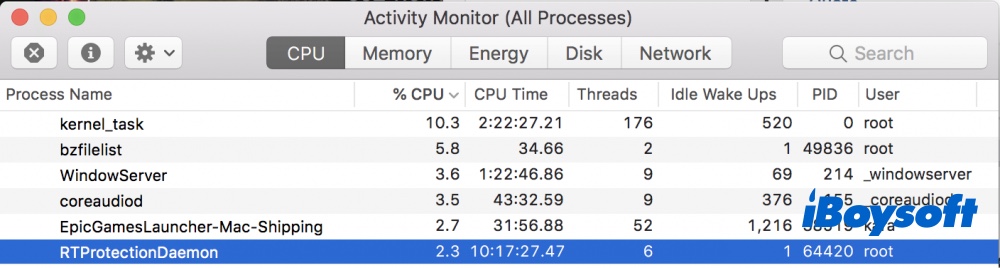RTProtectionDeamon in Activity Monitor