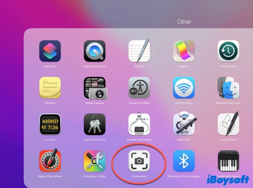 open the Screenshots utility in Launchpad