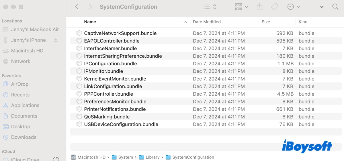 Check app bundles of configd on Mac