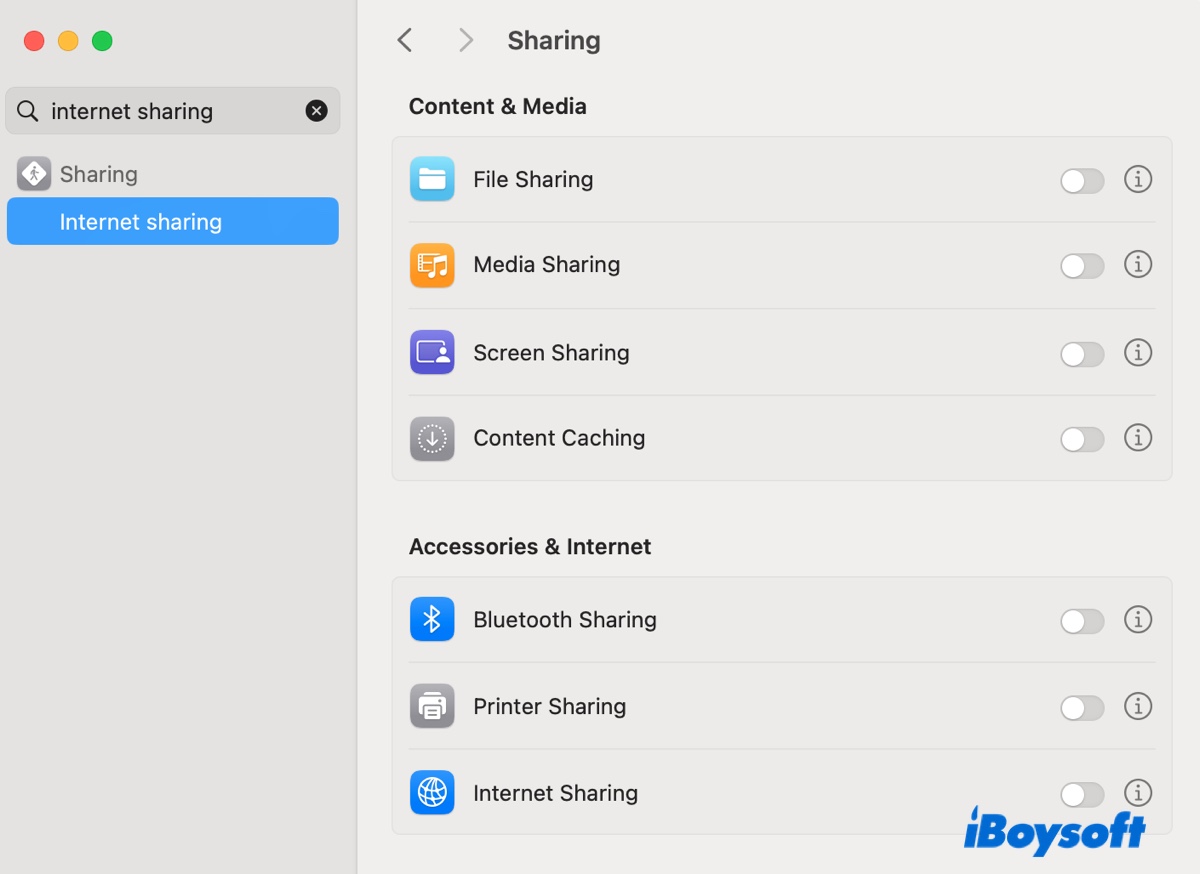 Disable Internet sharing to fix configd high CPU