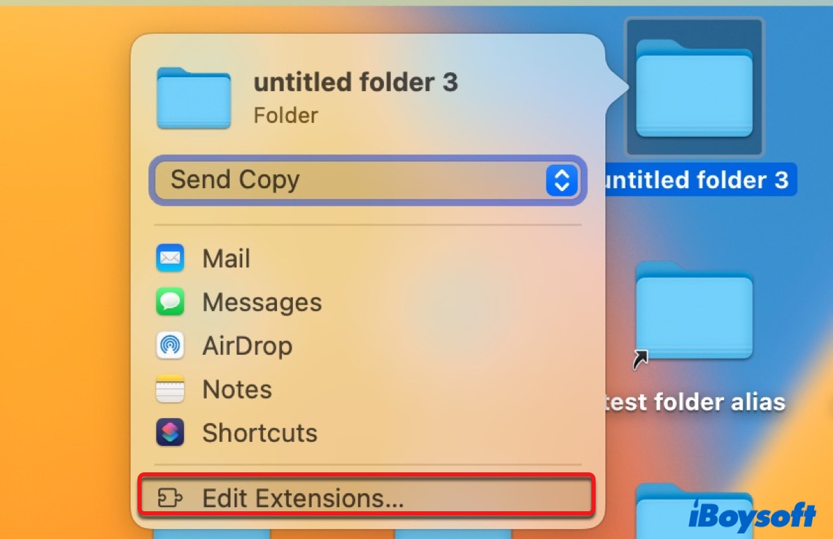 Customize the Share context menu on Mac