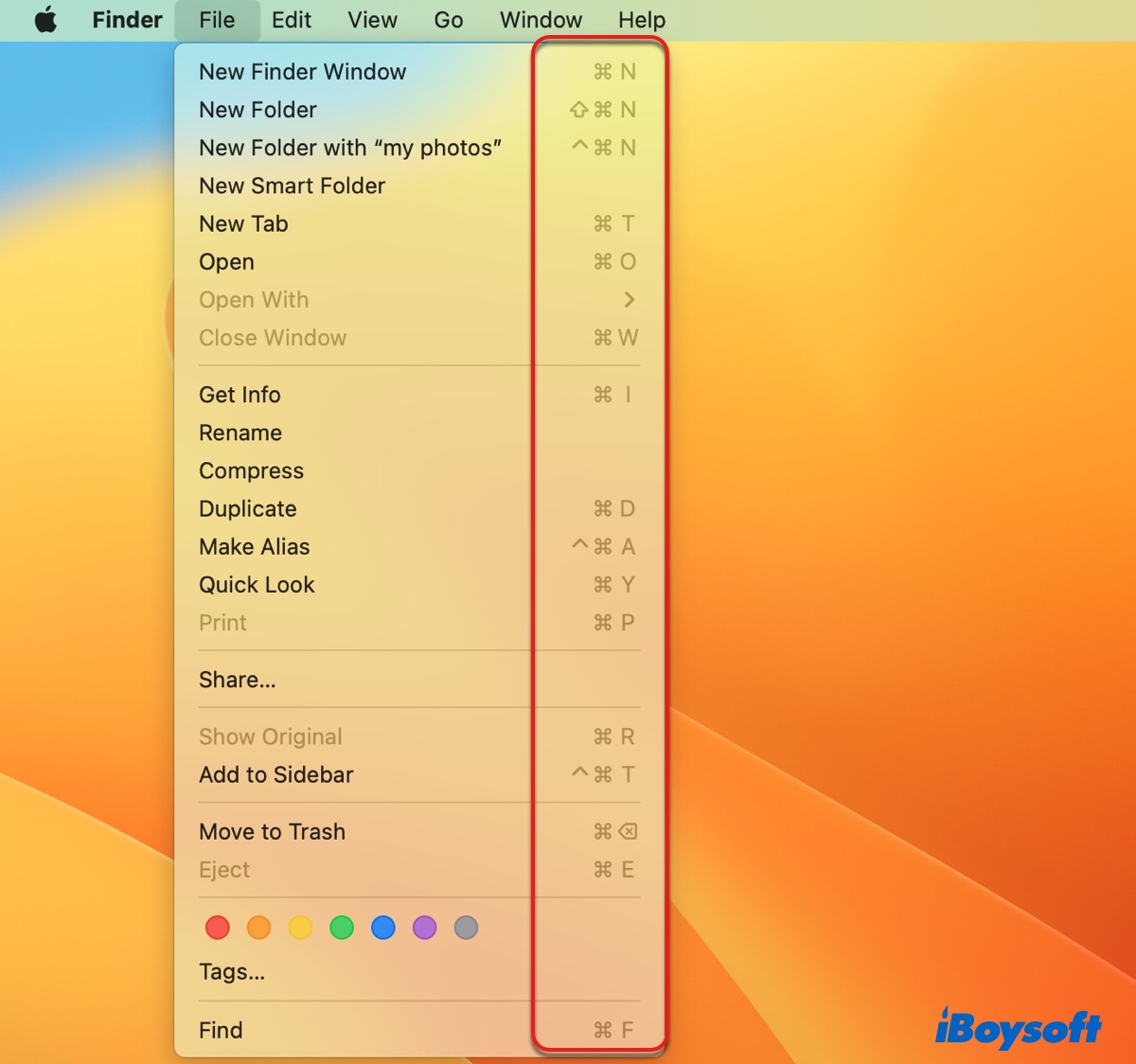 Use keyboard shortcuts to access functions in macOS Context menu