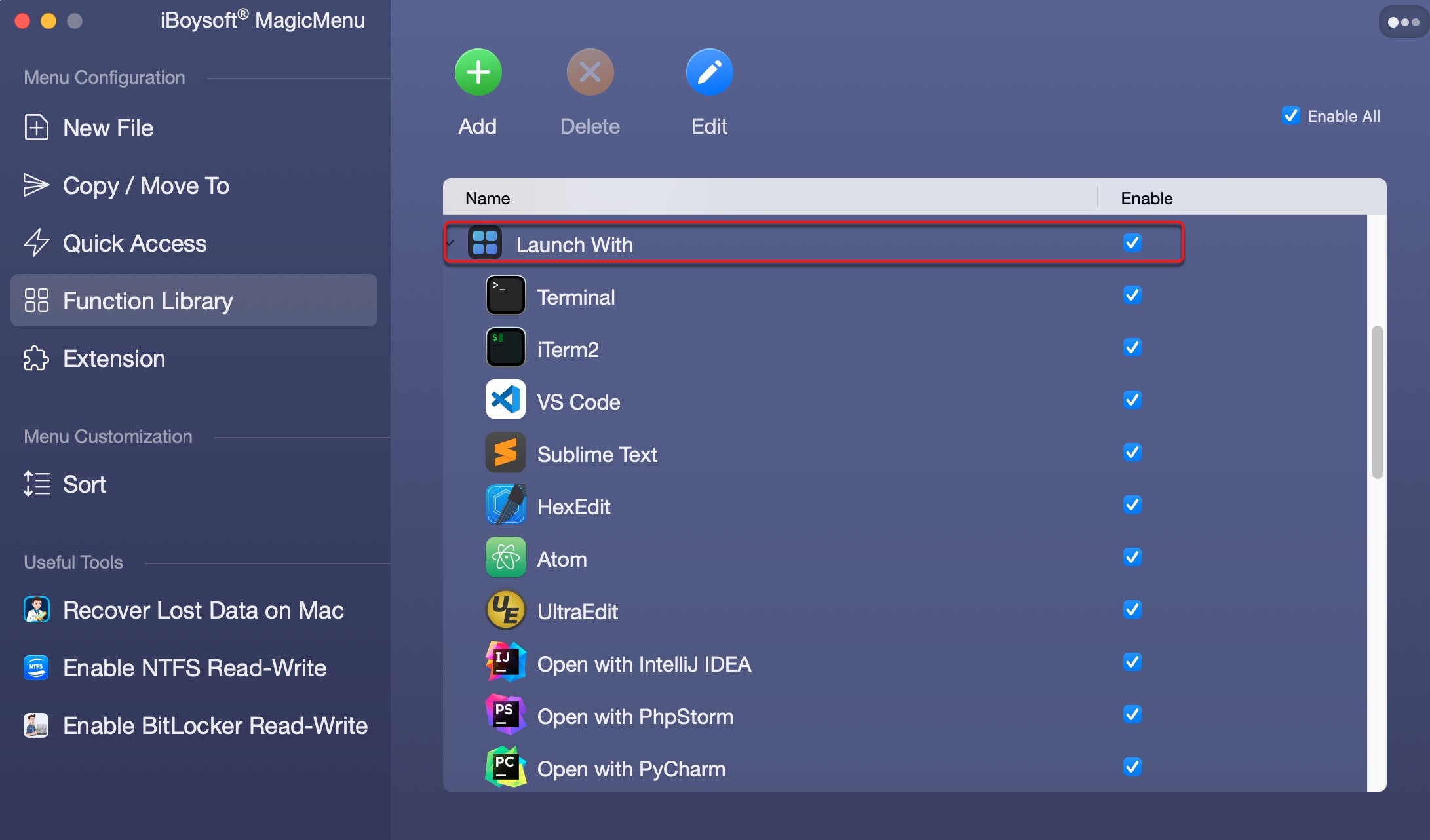 Add open with VS Code and other apps to right click menu on Mac
