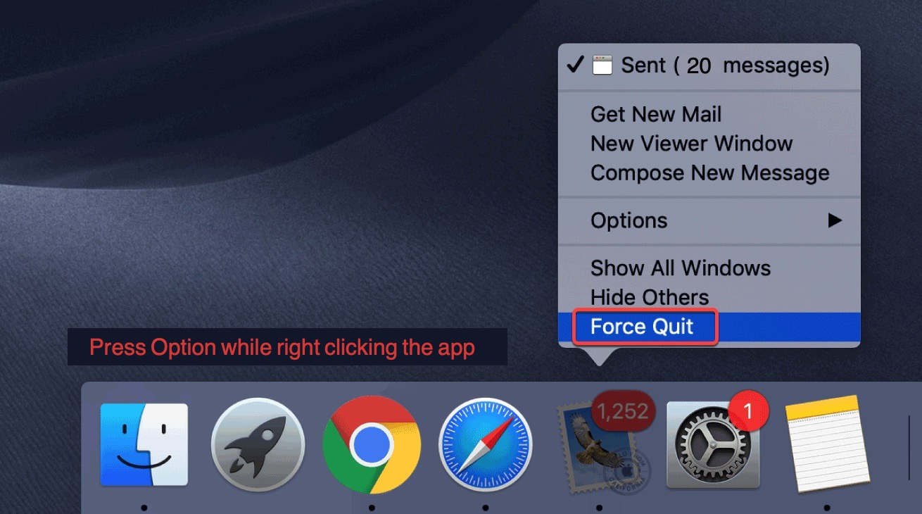 force quit from Dock