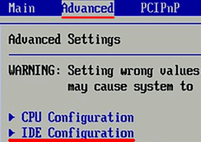 open BIOS and select Advanced