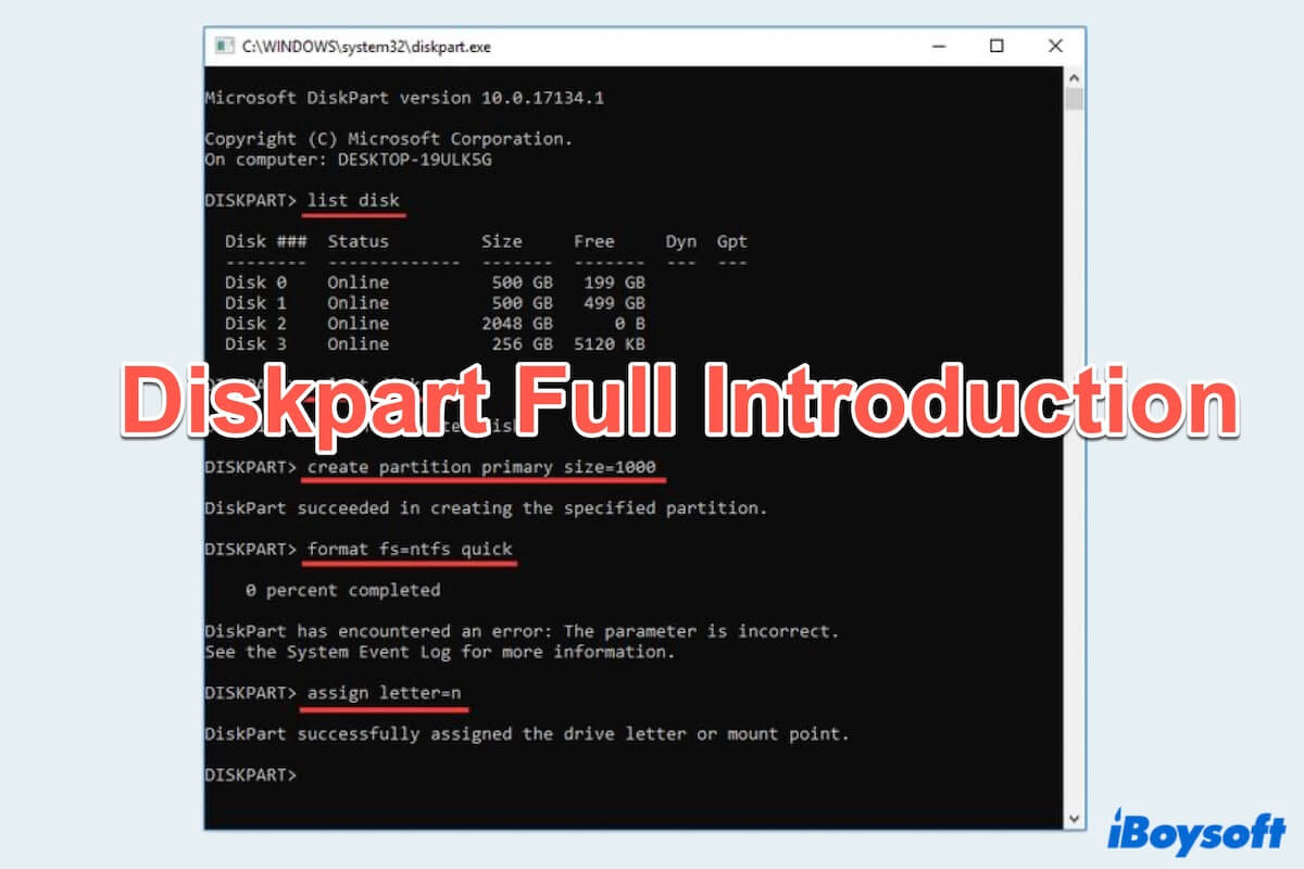 Summary of Diskpart