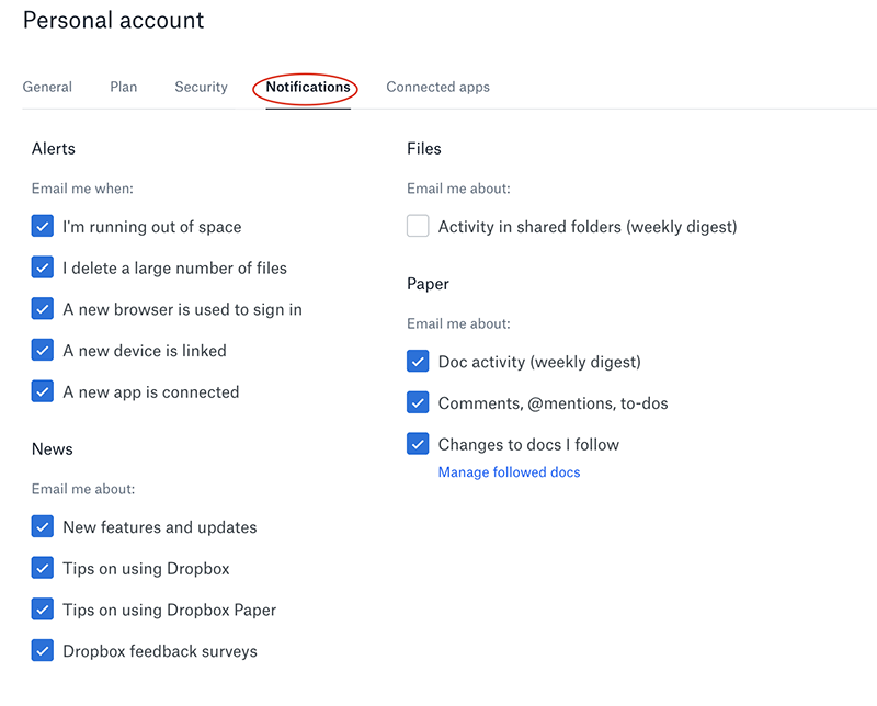 Set up email notifications