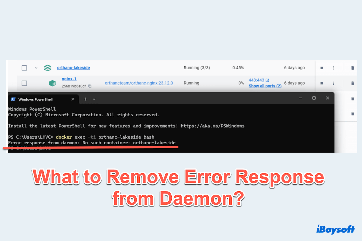 How to remove Error message from Daemon