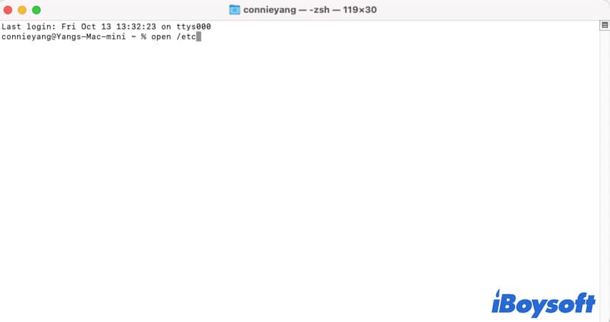 opem etc folder with Terminal
