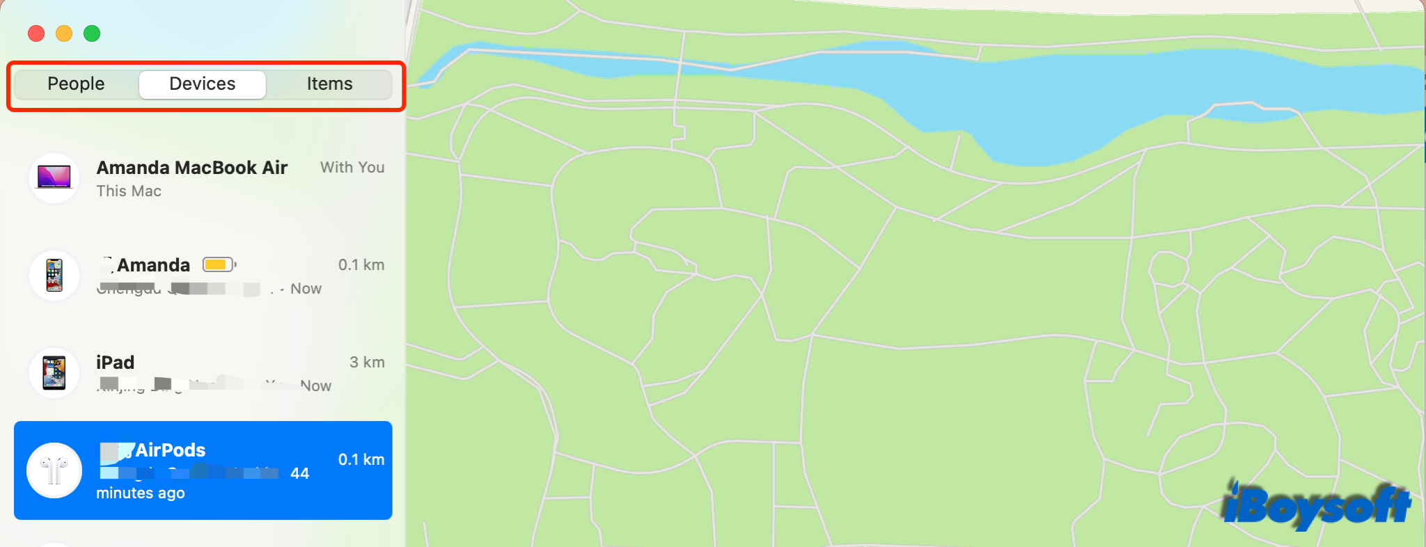 the interface of Find My Mac