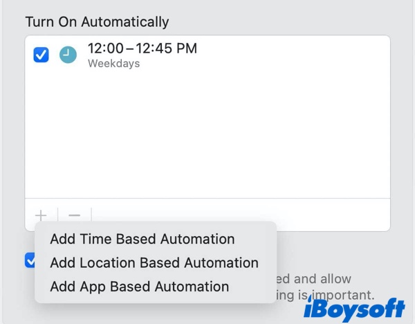 turn on Focus mode on Monterey automatically