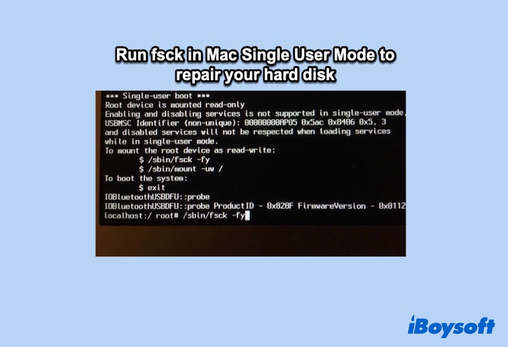 Run fsck in Mac Single User Mode