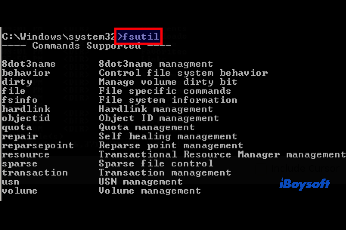 comando fsutil en windows