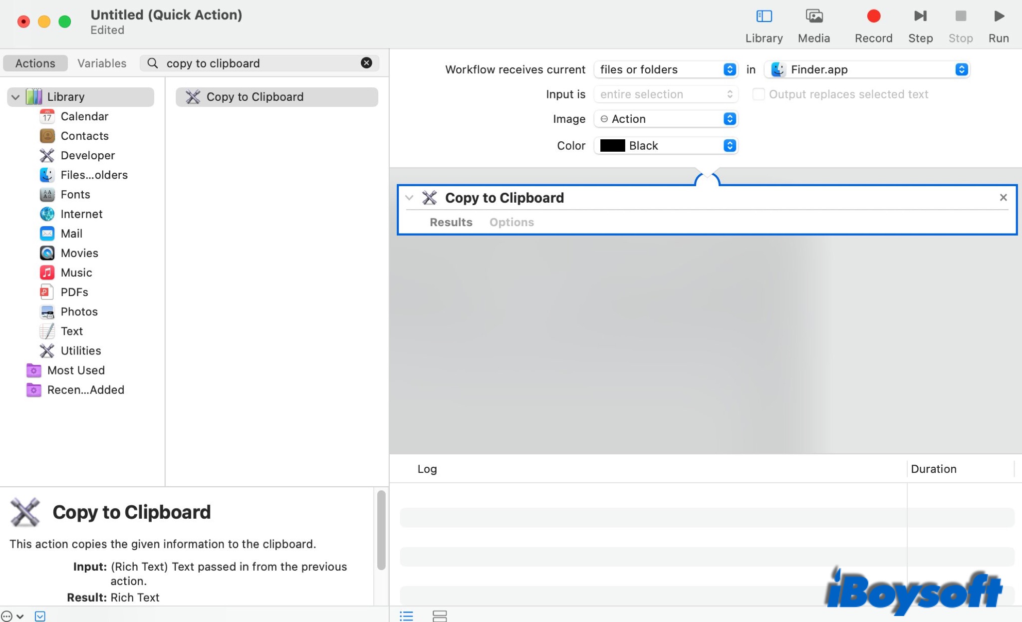 get file path with Automater