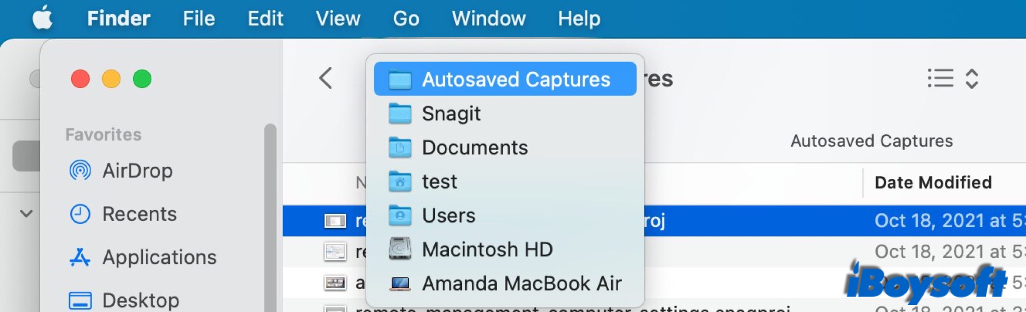 Finder title bar