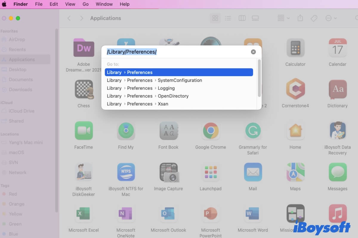 Go to Folder in Finder