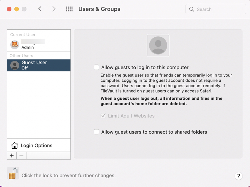 Allow guests to log in to this computer on macOS 12