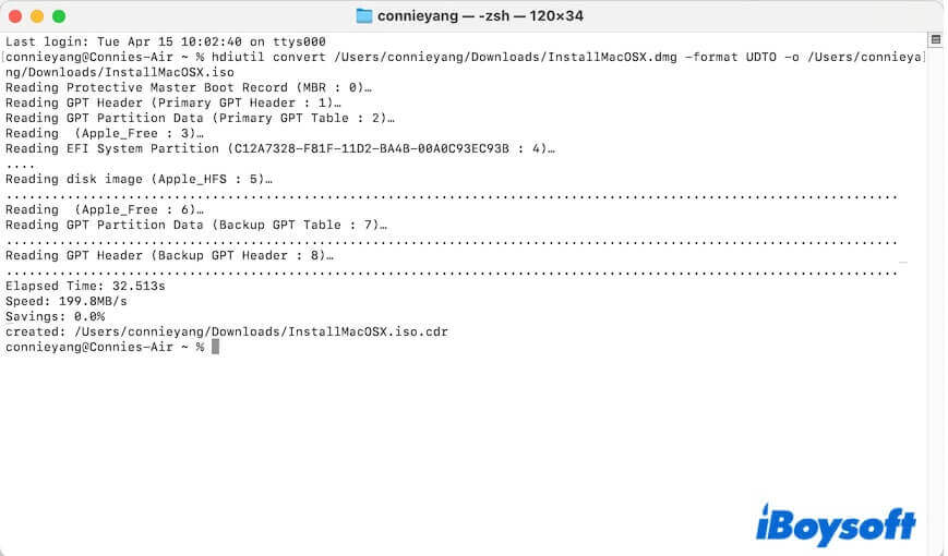 use hdiutil to convert DMG to ISO