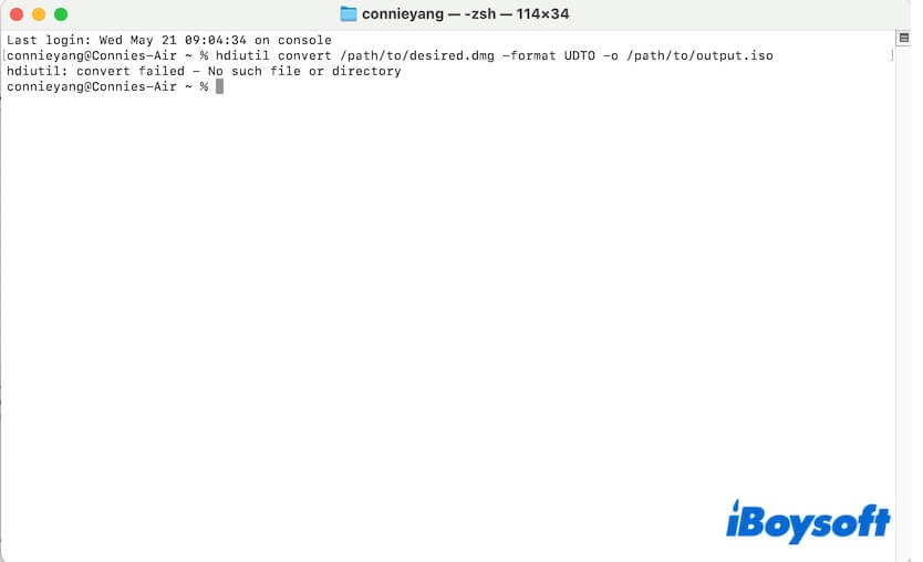 hdiutil attach failed no such file or directory