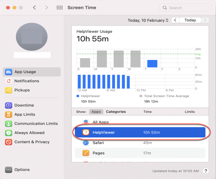 How to fix HelpViewer consuming all of my Screen Time on Mac