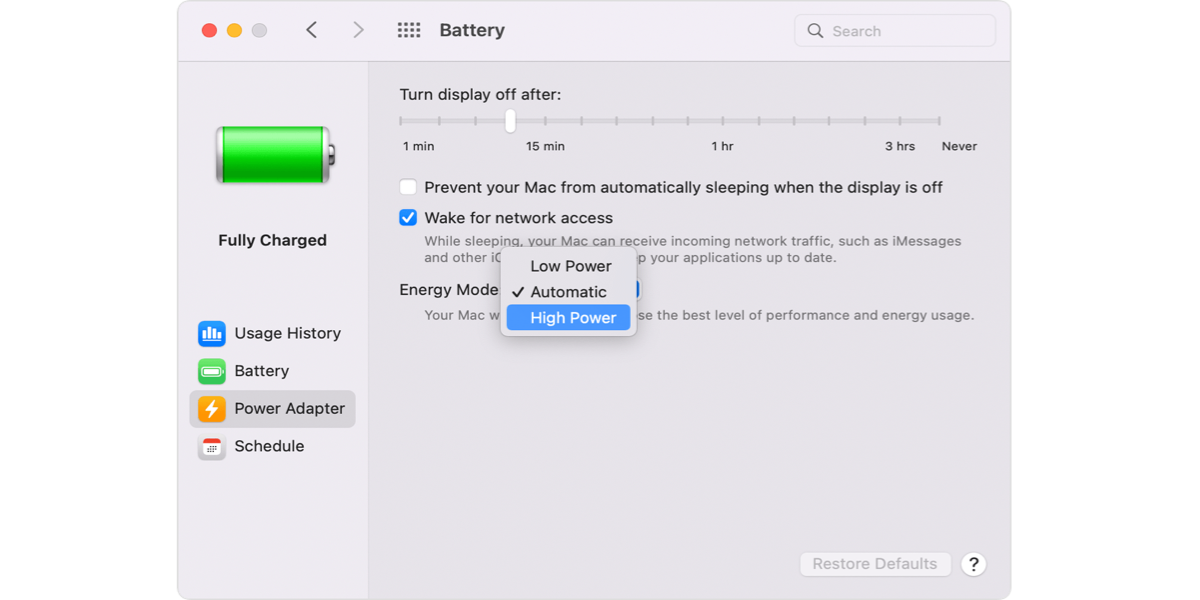High Power Mode on MacBook Pro with M1 Max