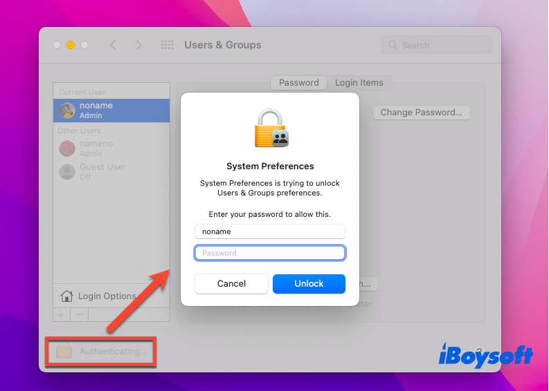 unlock the padlock and enter password