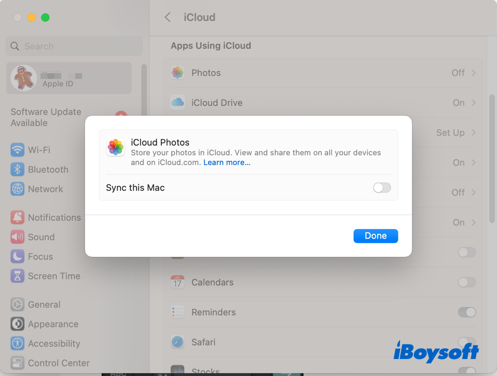 turn on icloud photos mac